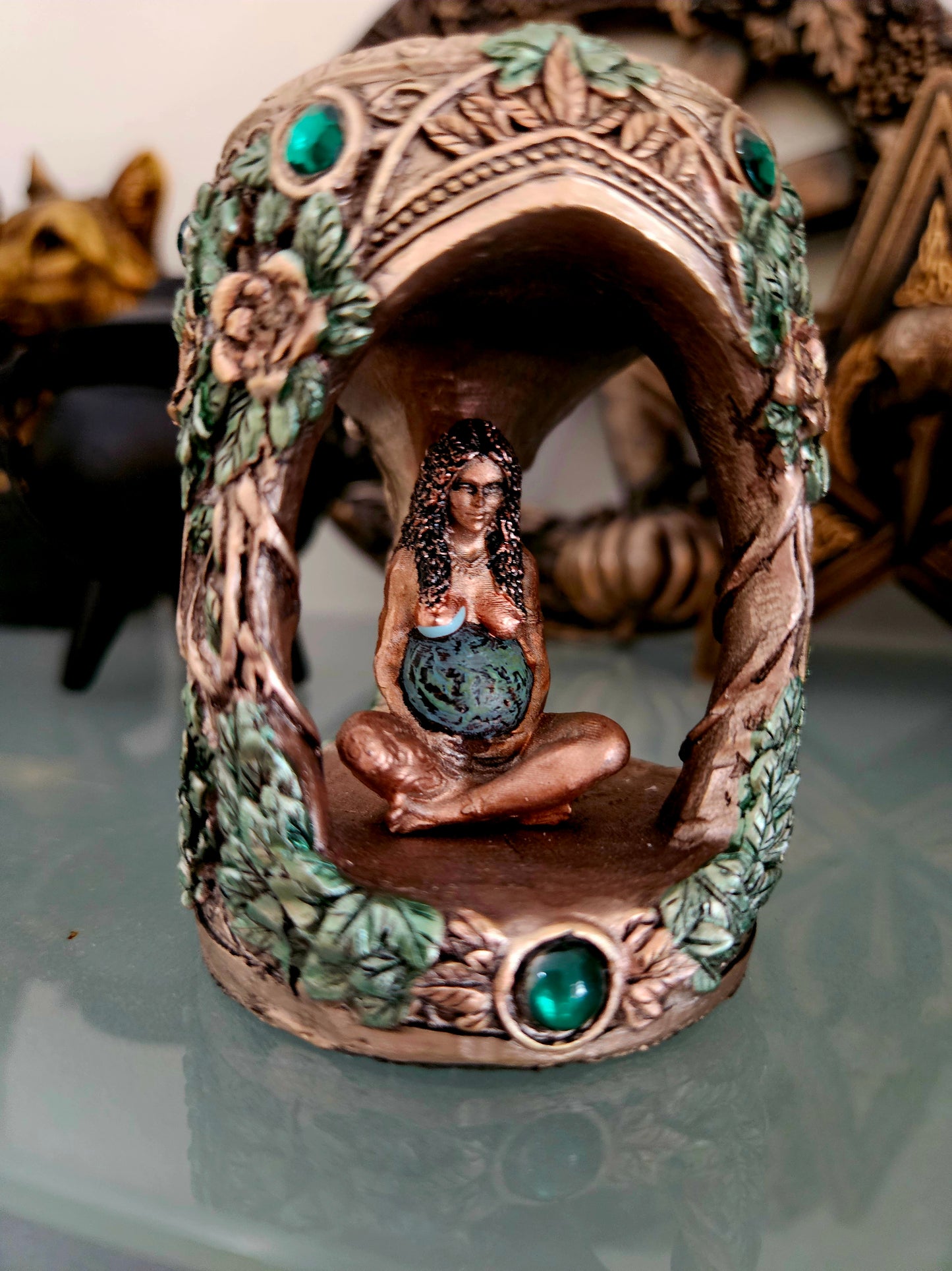 Mother Earth Gaia Statue Tea Light Holder