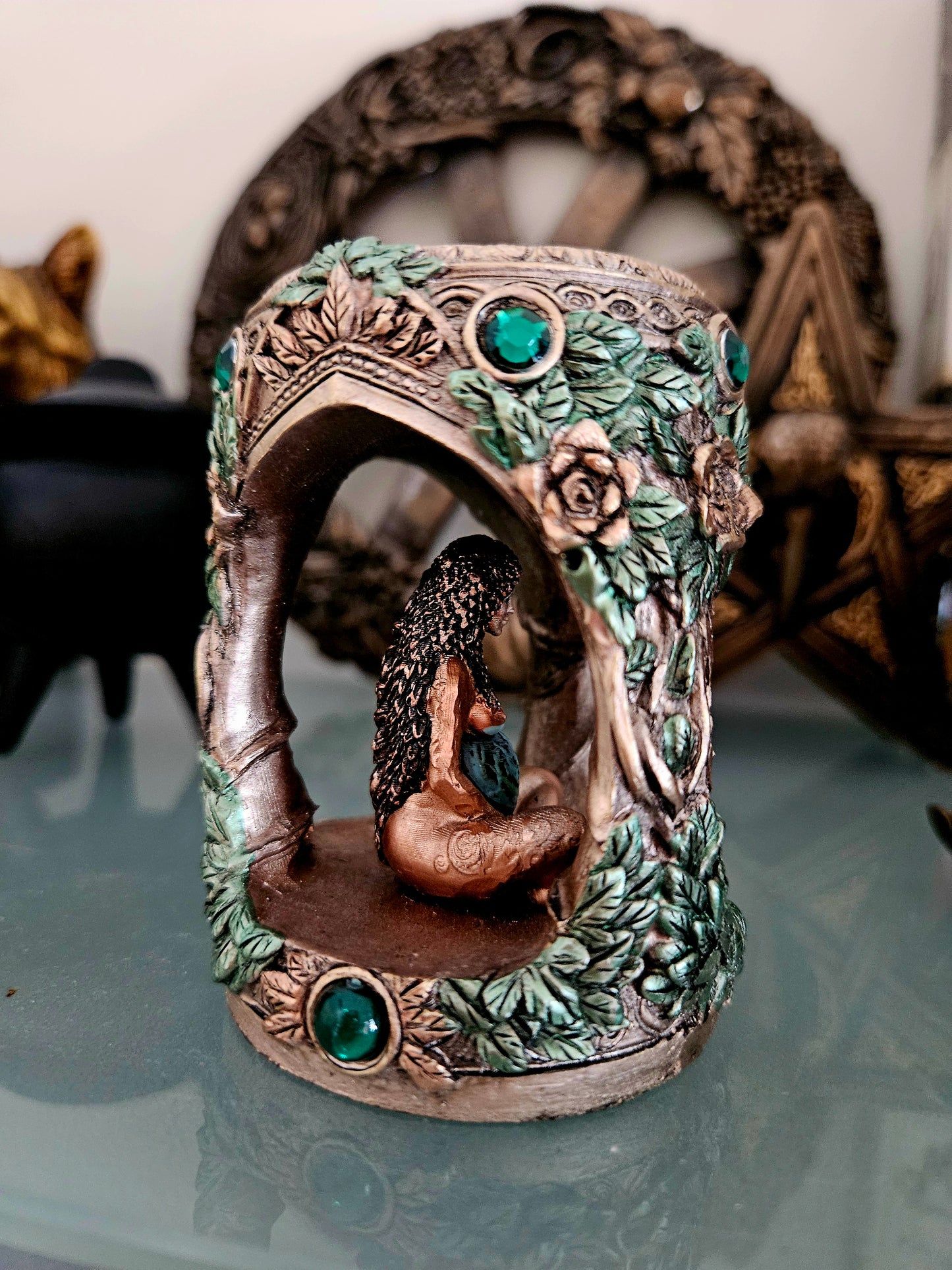 Mother Earth Gaia Statue Tea Light Holder