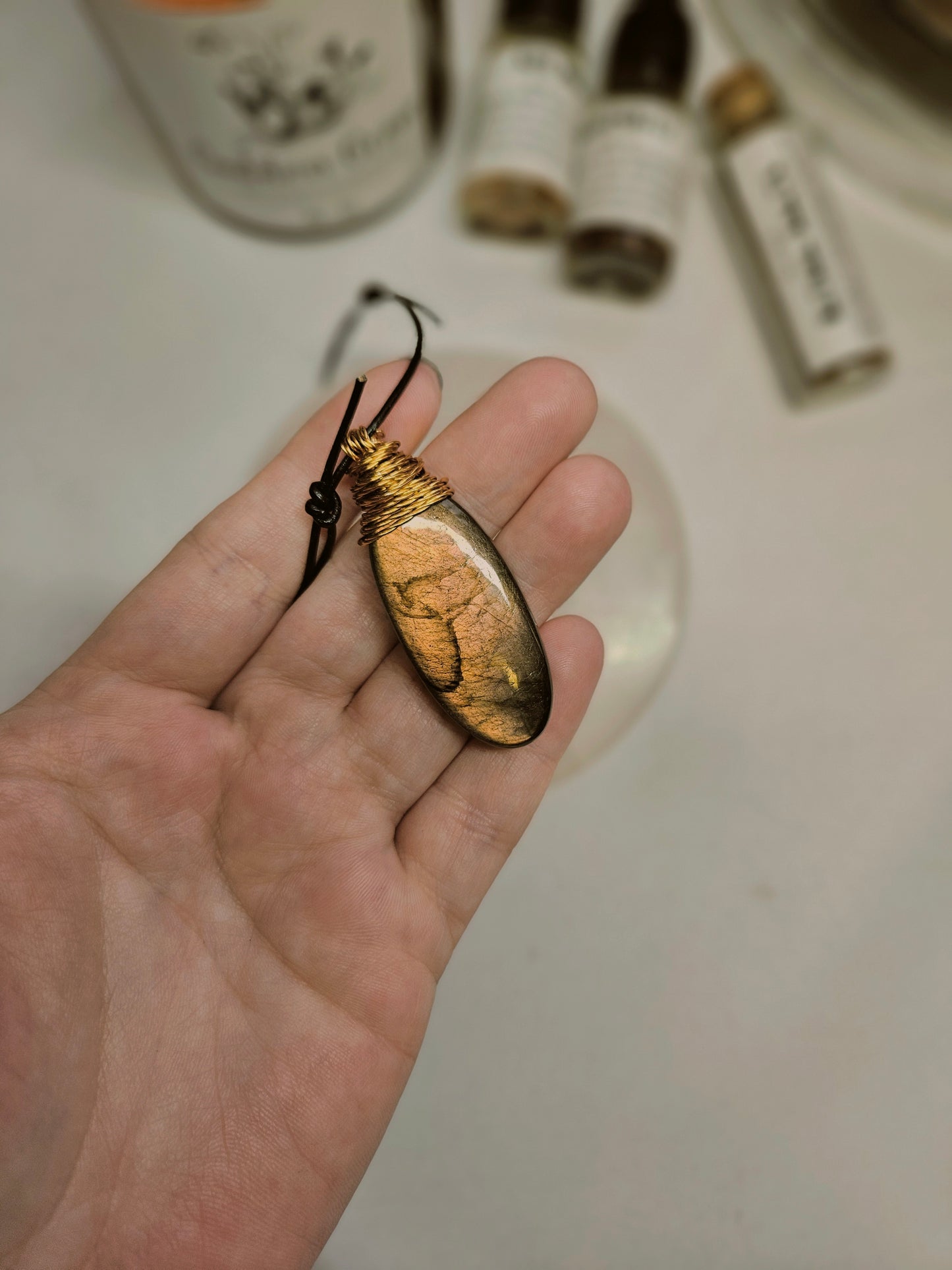 Sunset Labradorite Wire Wrap Pendant