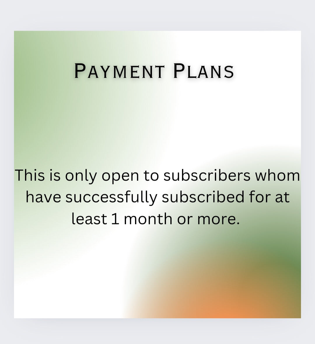 Payment Plans