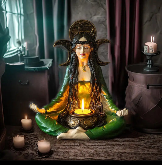 Triple Moon Celtic Goddess Statue