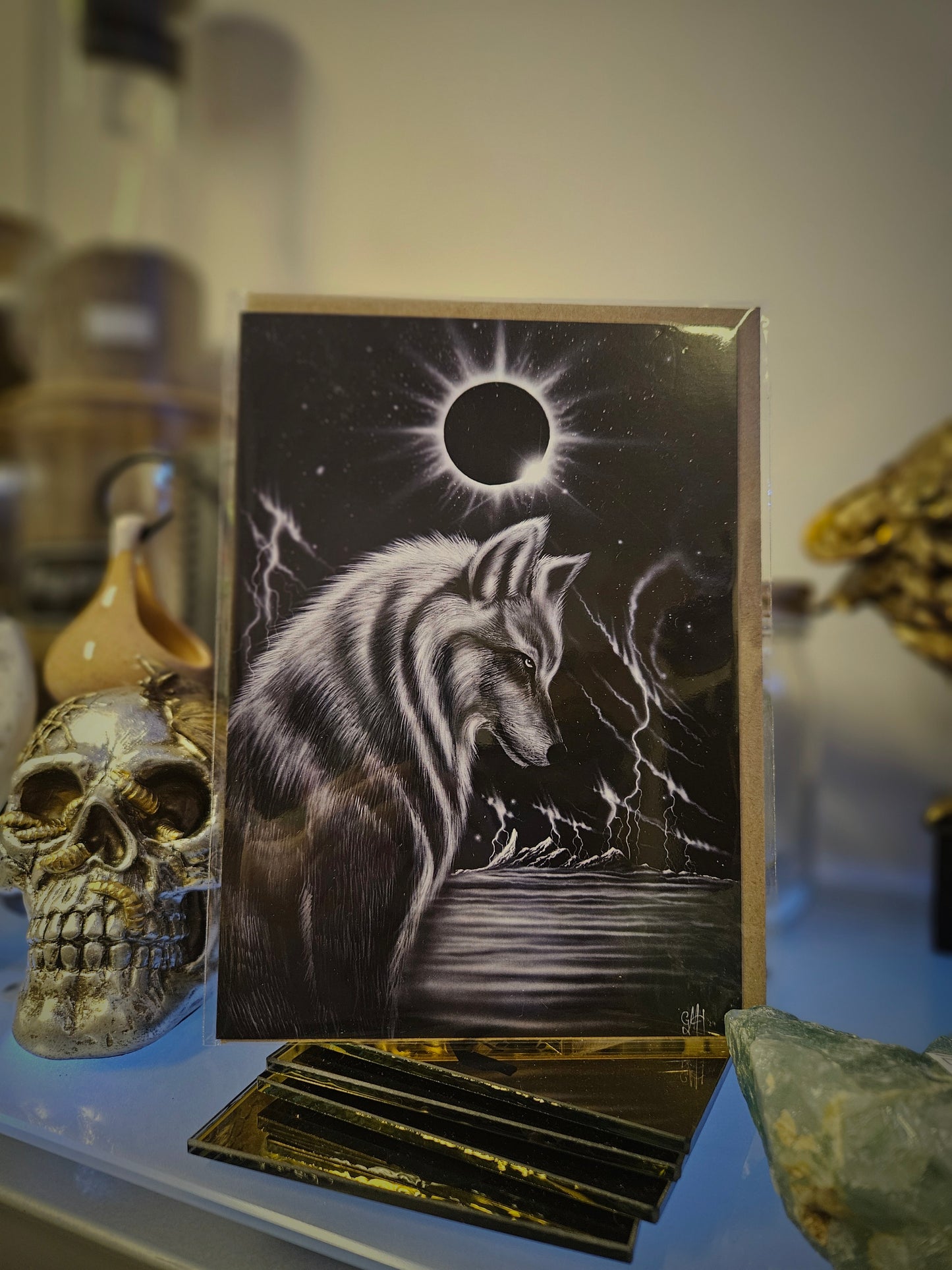 Wolf Eclipse Greeting Card