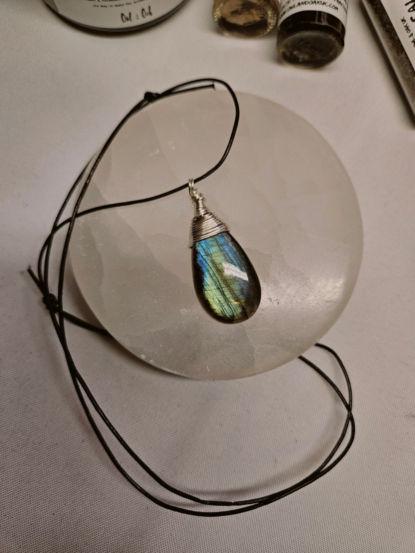 Blue Labradorite Wire Wrap Pendant