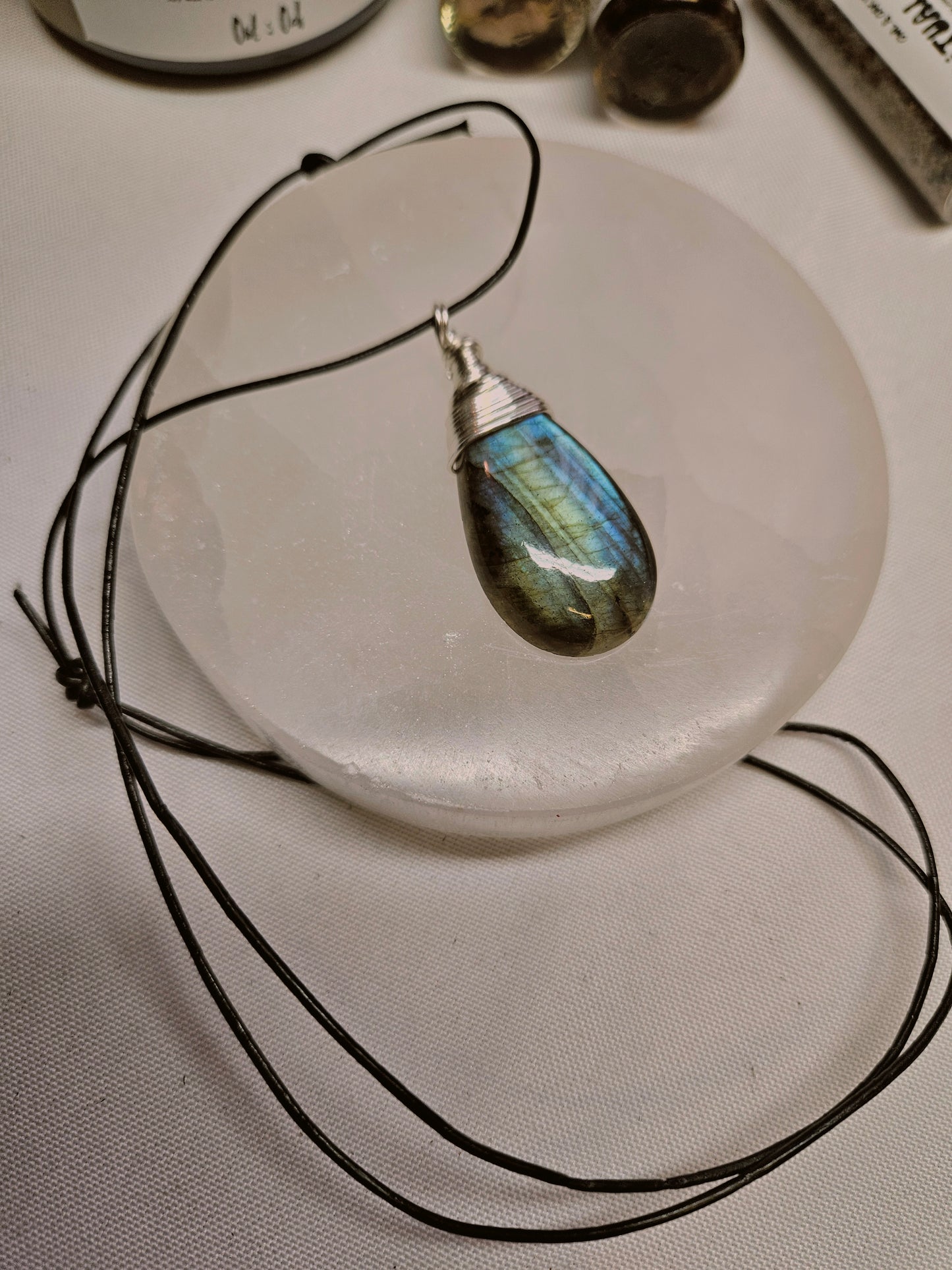 Blue Labradorite Wire Wrap Pendant