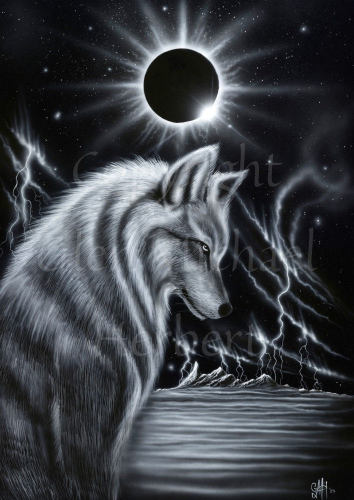 Wolf Eclipse Greeting Card